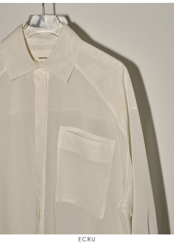 TODAYFUL トゥデイフル Organdy Over Shirts 12410410 : 12410410