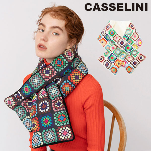 キャセリーニ casselini 通販 クロシェプリントマフラー レディース