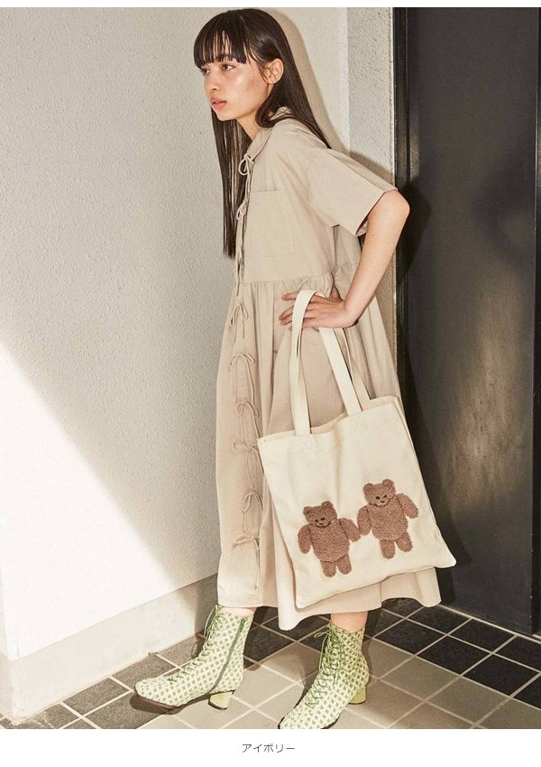 メリージェニー Merry Jenny 通販 Bear Bearキャンバストート レディース 鞄 バッグ トートバッグ エコバッグ シンプル ベア 熊 キャラクター バッグ ワンピースのダブルハート 通販 Yahoo ショッピング