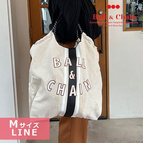 【即納】 Ball＆Chain ボールアンドチェーン LINE Mサイズ レディース バッグ BLUE LABEL ショッピングバッグ エコバッグ  リネン 麻 ショルダー 刺繍 : 301019 : select shop DOUBLE HEART - 通販 - Yahoo!ショッピング