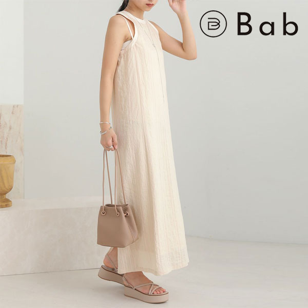 SALE バブ Bab アメリカンスリーブシアーワンピース ロング丈