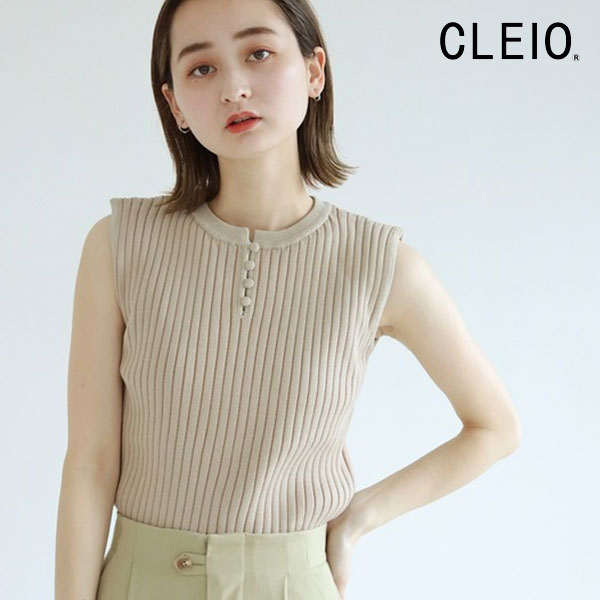 SALE CLEIO クレイオ 配色リブノースリーブニット レディース