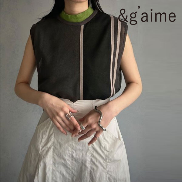 SALE &g'aime アンジェム Bicolor layerd sleeveless knit 2pcs バイ