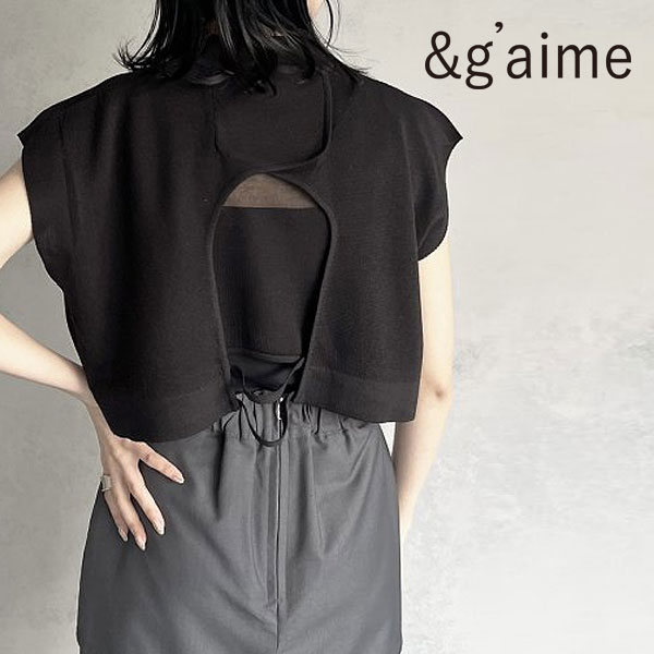 SALE g'aime アンジェム back design short length knit バックデザインショート丈ニット トップス  986-62025 :986-62025:select shop DOUBLE HEART 通販 