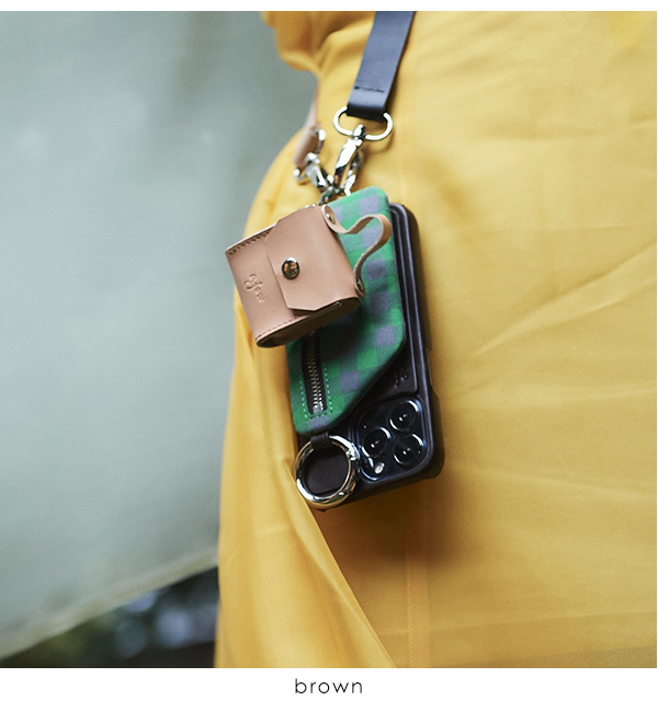 TANチェックレザー】 iPhone13mini / beige(yellow check) (発送
