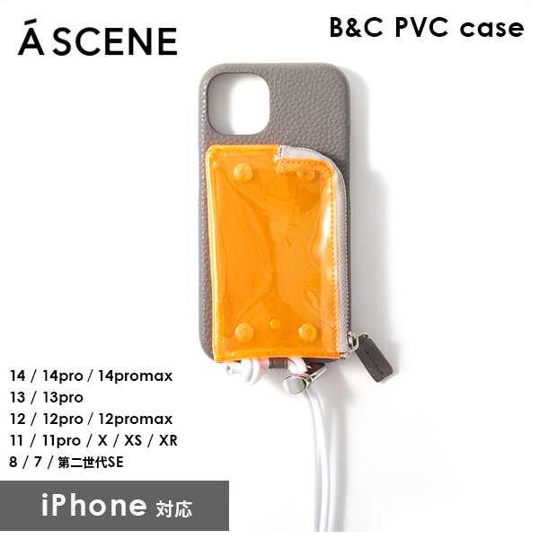 【iPhoneシリーズ対応】エーシーン A SCENE B&C PVC case ajew エジュー iphone14 13 12 11 6 第2世代  7 8 SE スマホケース ショルダーストラップ