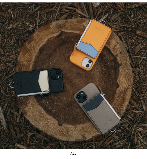 【iPhoneシリーズ対応】エーシーン A SCENE B&C kolor scheme case ajew エジュー iphone14 13 12  pro スマホケース ショルダーストラップ as02-030