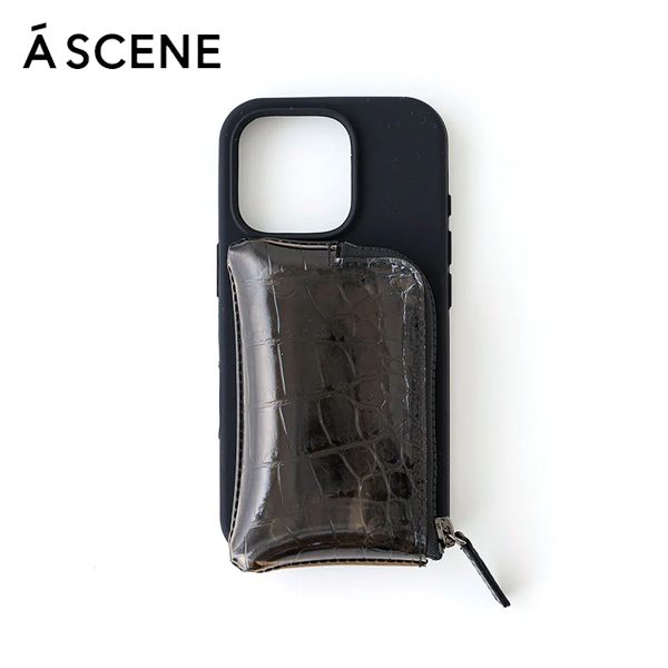 【iPhone対応】 エーシーン A SCENE PVC croco silicon case クロコシリコンケース iPhone17 iPhone16 15 pro 小銭入れ 自立 ajew エジュー as02-044の画像