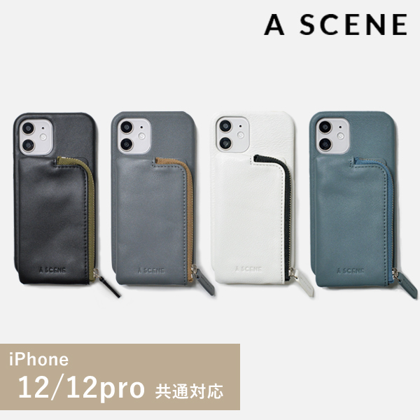 【12/12pro対応】エーシーン A SCENE 通販 B&C Aging case iphone12 iphone12pro 12pro ケース  12 iphoneケース ポケット 収納 スマホ 小銭入れ