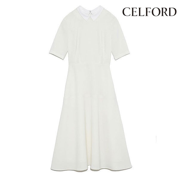 セルフォード Celford 通販 襟付きワンピース レディース ワンピース ドレス ミディアム丈 ひざ丈 半袖 襟 フィット フレア 上品 キレイめ 大人 Cwfo1903 バッグ ワンピースのダブルハート 通販 Yahoo ショッピング