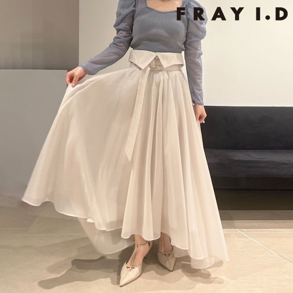 SALE フレイアイディー FRAY I.D ボトムス 24春夏 オーガンジーサーキュラースカート ロング丈 fwfs241062