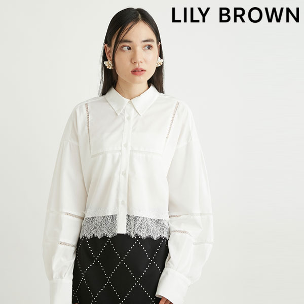 SALE リリーブラウン LILY BROWN トップス 23秋冬 レーストリム