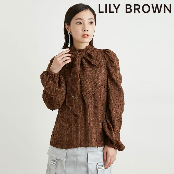 SALE リリーブラウン LILY BROWN トップス 23秋冬 テクスチャーボウタイブラウス 長袖 ミドル丈 lwfb235096