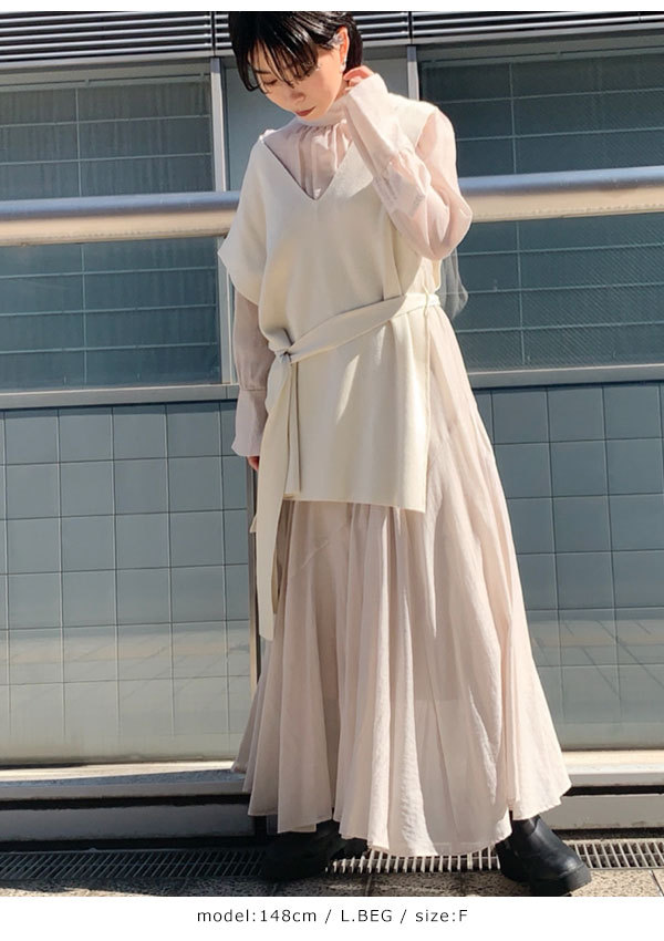 即納 スナイデル Snidel 冬アイテム ベストセットシアーワンピース レディース ワンピース ロング丈 ニットベスト レイヤード シアー シンプル 透け感 Swfo5028 バッグ ワンピースのダブルハート 通販 Yahoo ショッピング