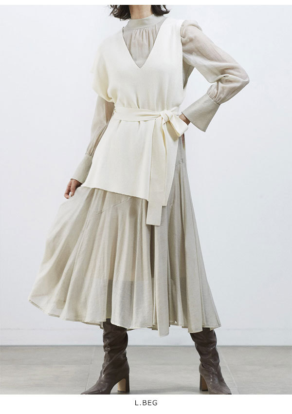 即納 スナイデル Snidel 冬アイテム ベストセットシアーワンピース レディース ワンピース ロング丈 ニットベスト レイヤード シアー シンプル 透け感 Swfo5028 バッグ ワンピースのダブルハート 通販 Yahoo ショッピング