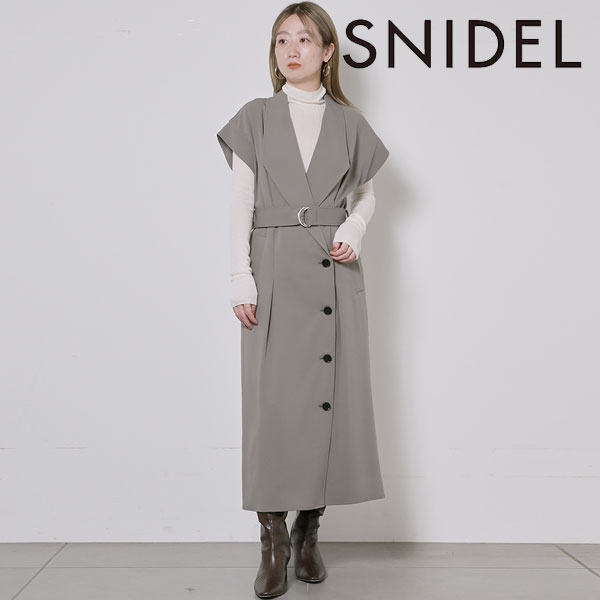 SALE スナイデル SNIDEL Sustainableトレンチディテールワンピース レディース ワンピース ロング丈 ロングワンピース ひざ下  ジレ風 半袖