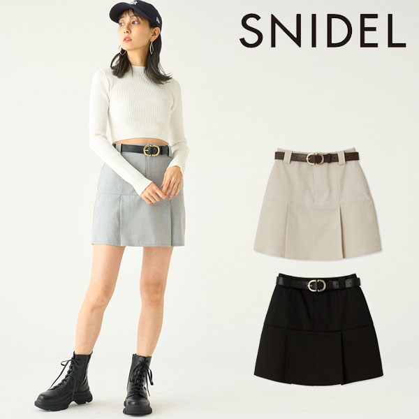 SALE スナイデル SNIDEL ベルトセットバックプリーツミニ