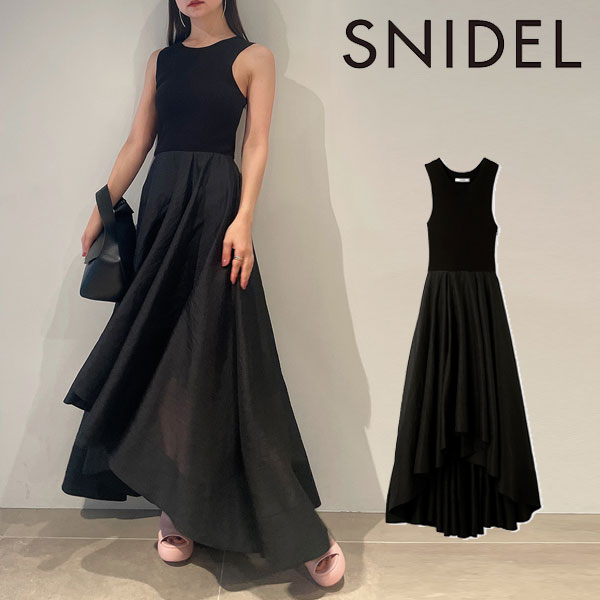 スナイデル SNIDEL ニットドッキングシアーワンピース ノースリーブ ロング丈 swno232067