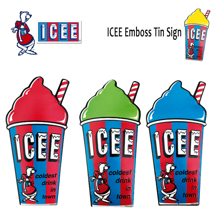 看板 ICEE エンボスサイン ブリキ看板 ティンサイン ガレージ 男前系