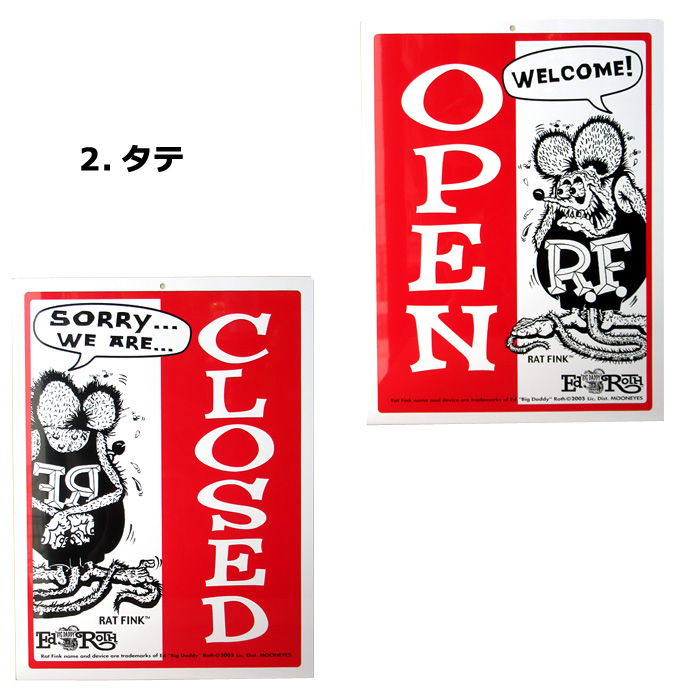 RAT FINK サインプレート アメリカン雑貨 オープン クローズ 看板 両面プリント サインボード インテリア ディスプレイ アメ雑 アメキャラ ダブルスリー | ブランド登録なし | 02