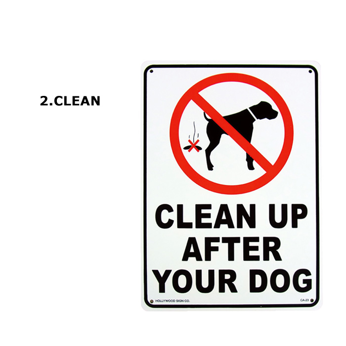 看板 サインボード ドッグサイン 猛犬注意 CLEAN UP 犬許可区域 犬禁止