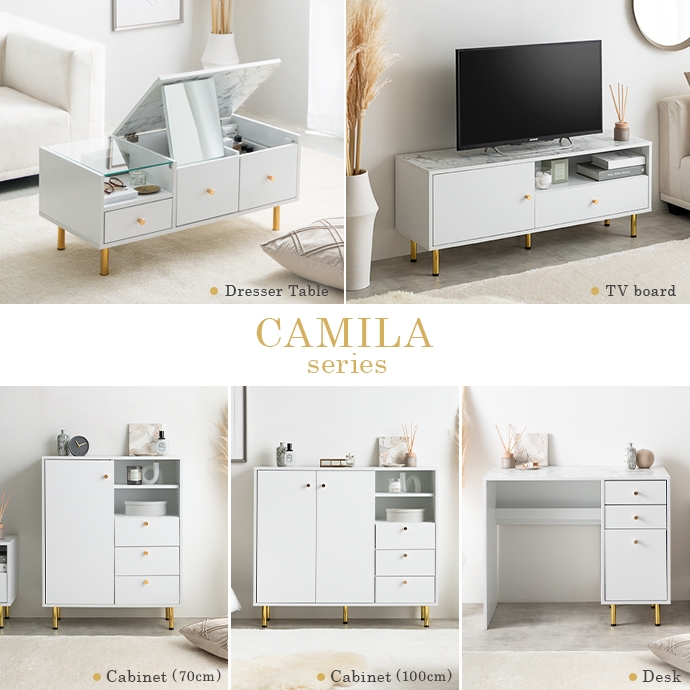 【幅100cm】Camila キャビネット  収納 ホワイト 引き出し 幅100cm】Camila キャビネット 収納 ホワイト 引き出し 【公式通販】