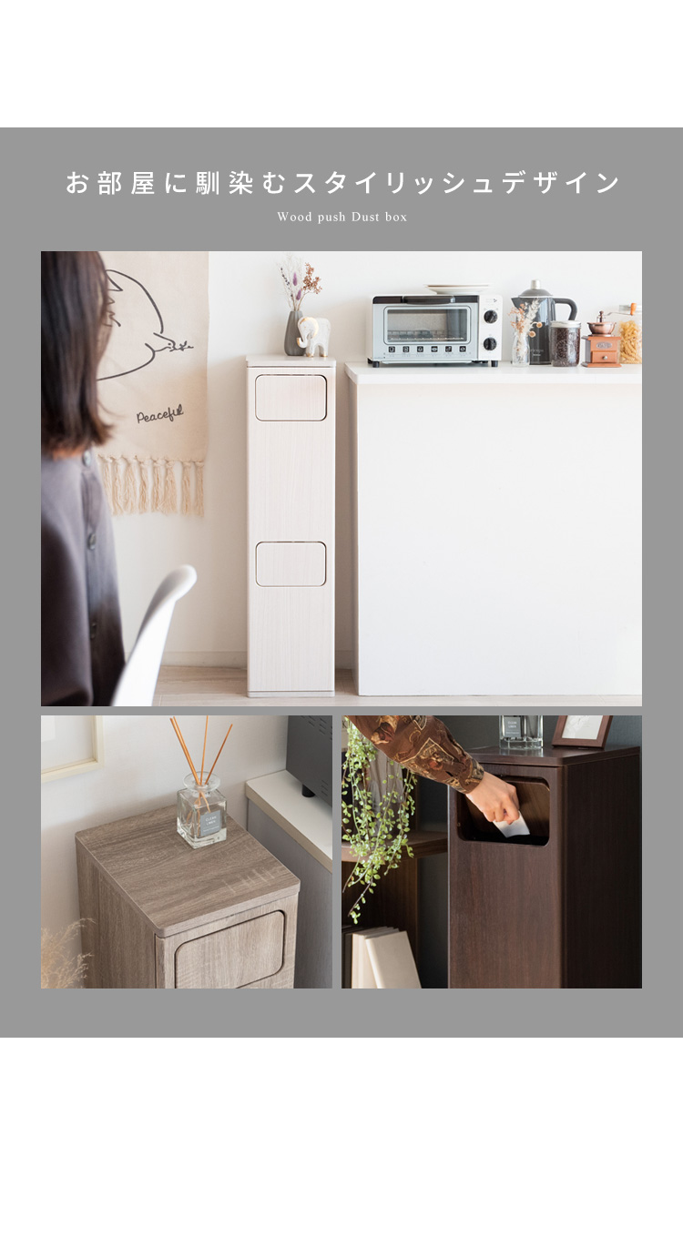 ゴミ箱 2段 分別 2分別 20L 幅25 スリム ふた付き プッシュ式