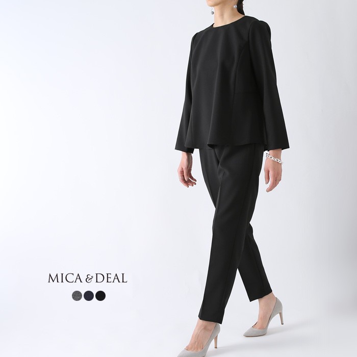 再入荷【22SSコレクション】MICA＆DEAL〔マイカアンドディール〕D14A0019/M00E008OPクルーネックバックタックブラウス×パンツセットアップ【CS】