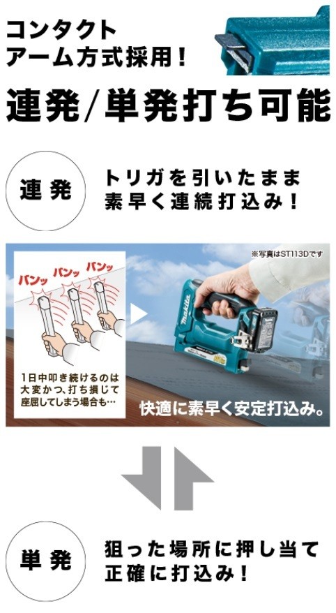 マキタ（makita） 10.8V 充電式タッカ ST313DZK 本体のみ : プロの道具 