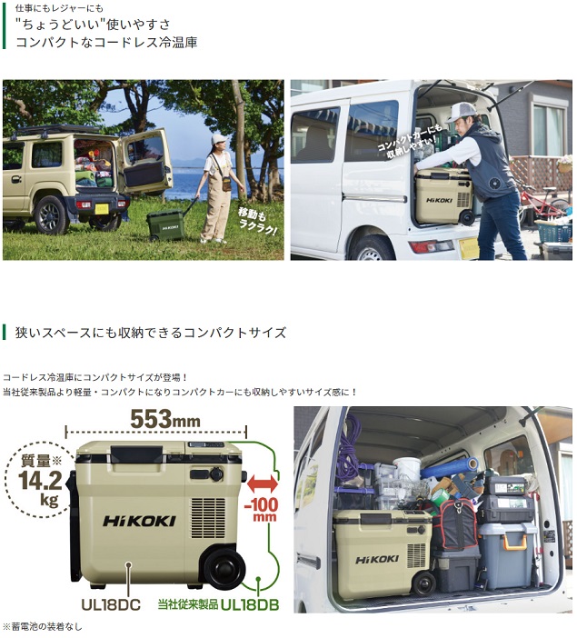 公式サイト HiKOKI 18V 8.0Ah アグレッシブグリーン コードレス冷温庫