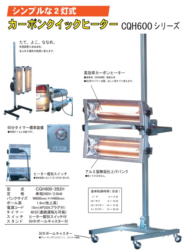 【直送品】 大都産業 カーボンクイックヒーター CQH600-2B2H 【法人向け・個人宅配送不可】 【大型】｜douguyasan｜02