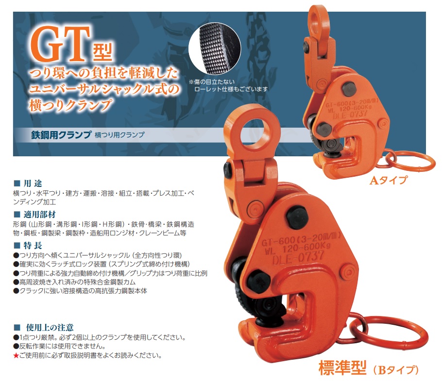 【直送品】 イーグル・クランプ 横つり用クランプ GT-1.2 (4〜25) (000000003592) 標準型 《鉄鋼用クランプ》｜douguyasan｜02