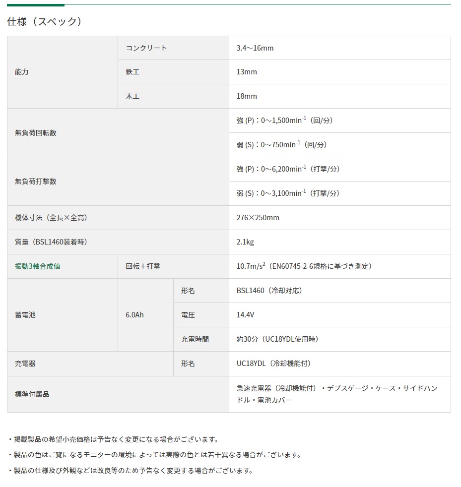 【ポイント10倍】HiKOKI 14.4V コードレスロータリハンマドリル DH14DSL (NN) (51222744) (蓄電池・充電器・ケース別売)｜douguyasan｜02