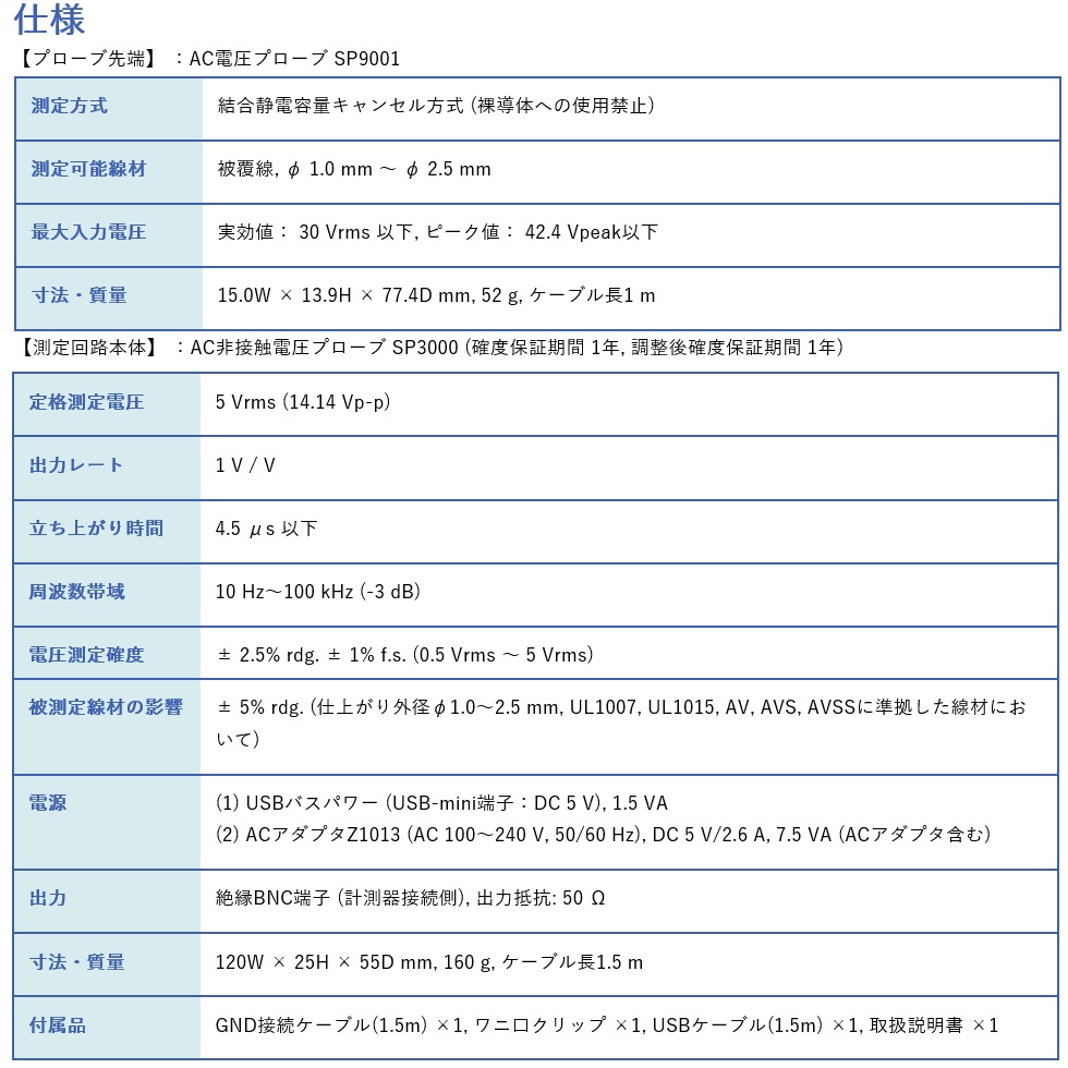 新色追加して再販 日置電機 AC非接触電圧プローブ SP3000-01 車用工具