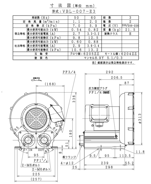 ポイント5倍】【直送品】 日立産機 ボルテックスブロワ 低騒音形 E