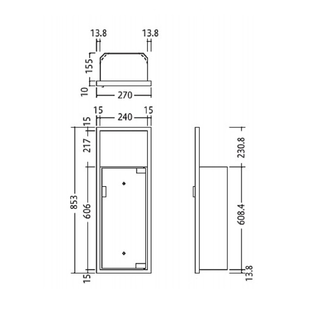 【ポイント10倍】【直送品】 満点商会 消火器ボックス MHED-RL-P5 全埋込型扉付_1