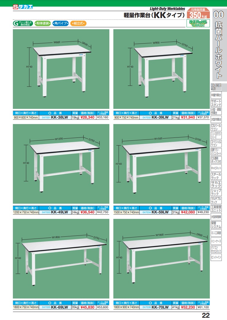 ポイント5倍】【直送品】 サカエ 軽量作業台ＫＫタイプ KK-39LW