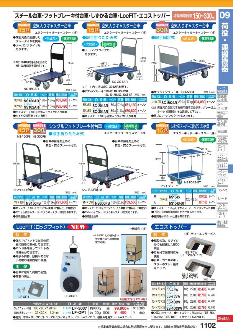 直送品】 サカエ シングルフットブレーキ付台車 NS150FB (211345