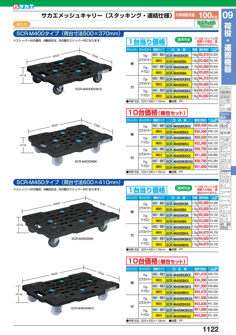 サカエ サカエメッシュキャリー（ストッパー付）（１０台セット） SCR