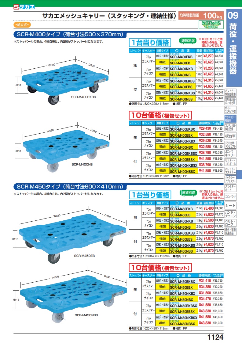 100%新品高品質 サカエ(SAKAE) サカエメッシュキャリー(10台セット