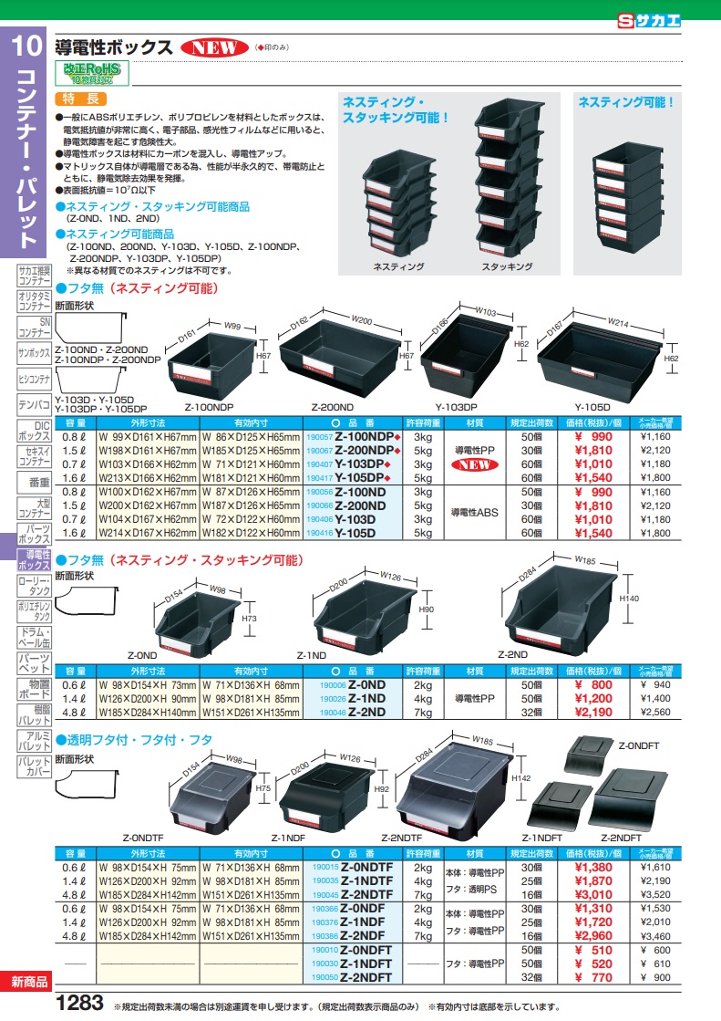 直送品】 サカエ 導電性パーツボックス Z-200NDP (190067) :sakae