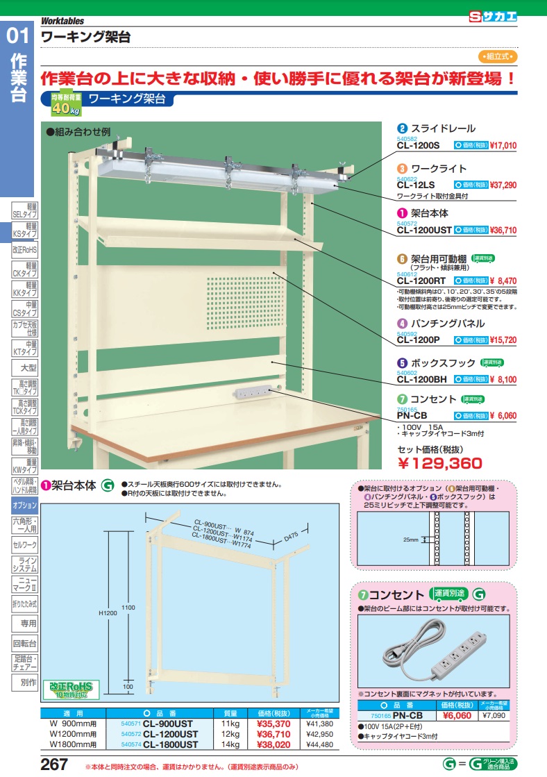 直送品】 サカエ 作業台用オプションワーキング架台 CL-900UST (540571