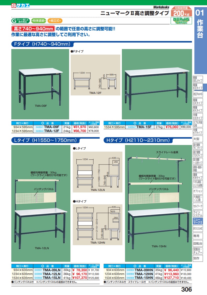 特販オンライン 【ポイント10倍】【直送品】 サカエ ニューマーク２高さ調整Ｈタイプ TMA-15HN (040906) 【大型】