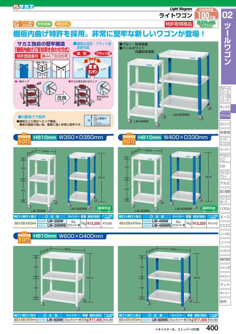 送料別途】【直送品】サカエ ライトワゴン LW-608WB-