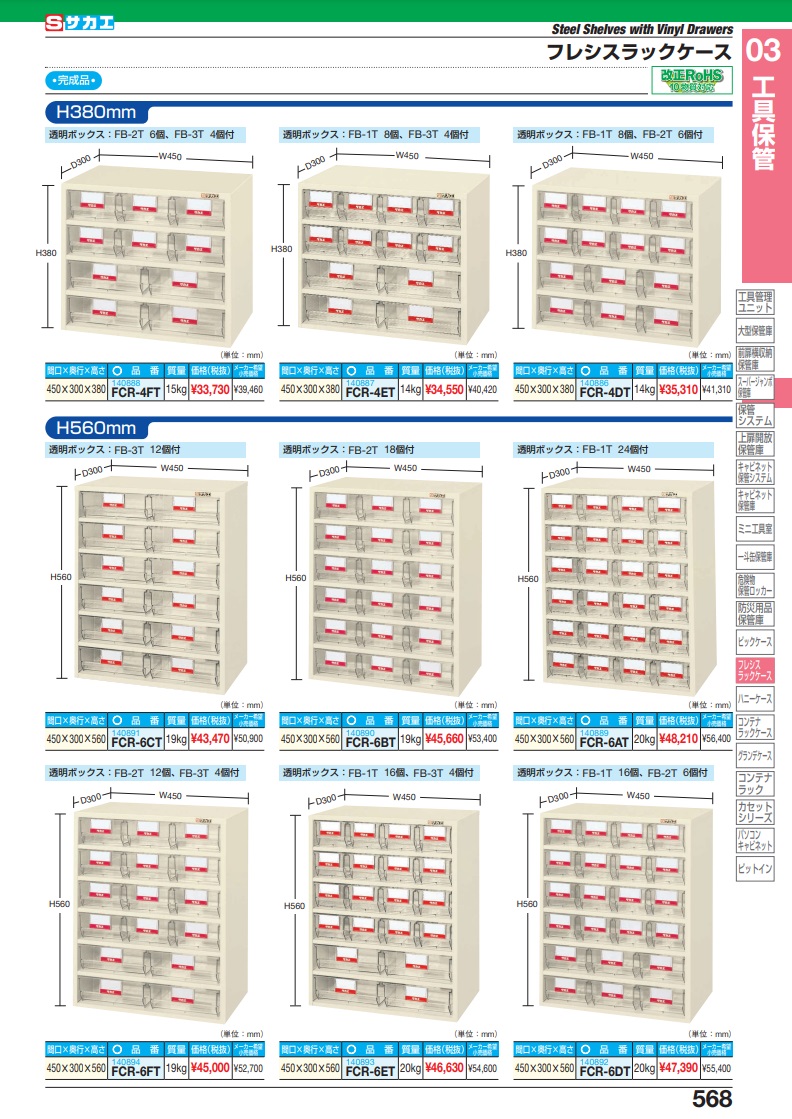 ポイント5倍】【直送品】 サカエ フレシスラックケース FCR-4FT