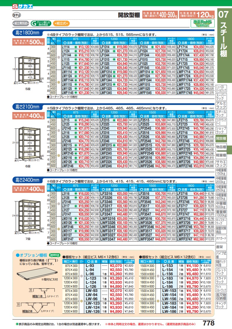 タイムセール！ 【ポイント5倍】【直送品】 サカエ 開放型棚