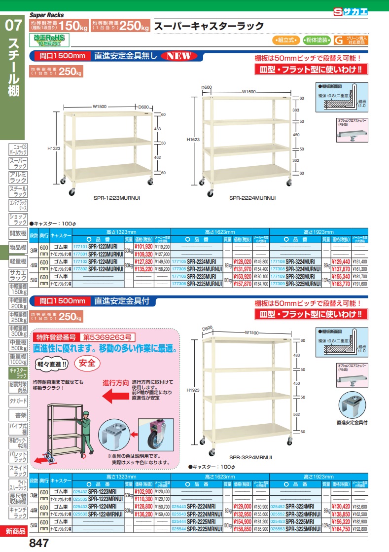 ポイント10倍】【直送品】 サカエ スーパーキャスターラック（ゴム車