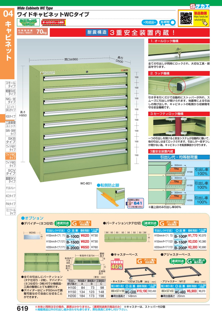 直送品】 サカエ ワイドキャビネットWCタイプ用オプション 直送品】 サカエ ワイドキャビネットWCタイプ用オプション