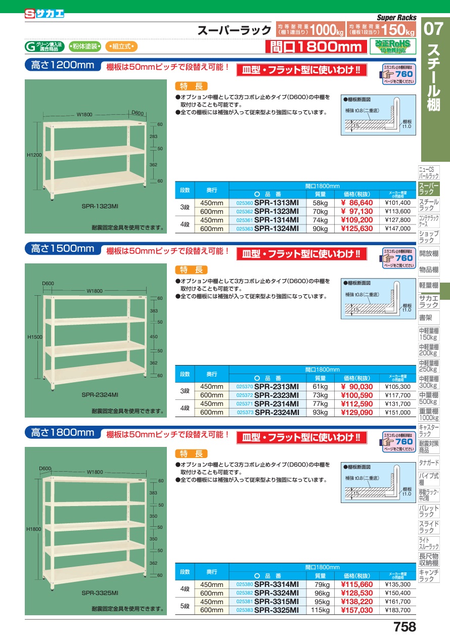 直送品】 サカエ スーパーラック(均等耐荷重150KG/段・4段タイプ) SPR-3314MI (025380) 【大型】 : saka-spr- 3314mi : 道具屋さんYahoo!店 - 通販 - Yahoo!ショッピング