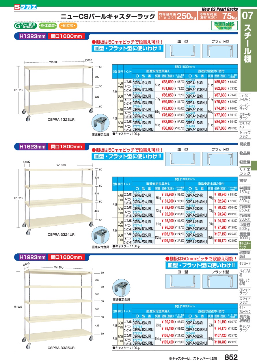 直送品】 サカエ ニューCSパールキャスターラック(ナイロンウレタン車) CSPRA-3325URNUI (177759) 【大型】 : sakae- 177759 : 道具屋さんYahoo!店 - 通販 - Yahoo!ショッピング